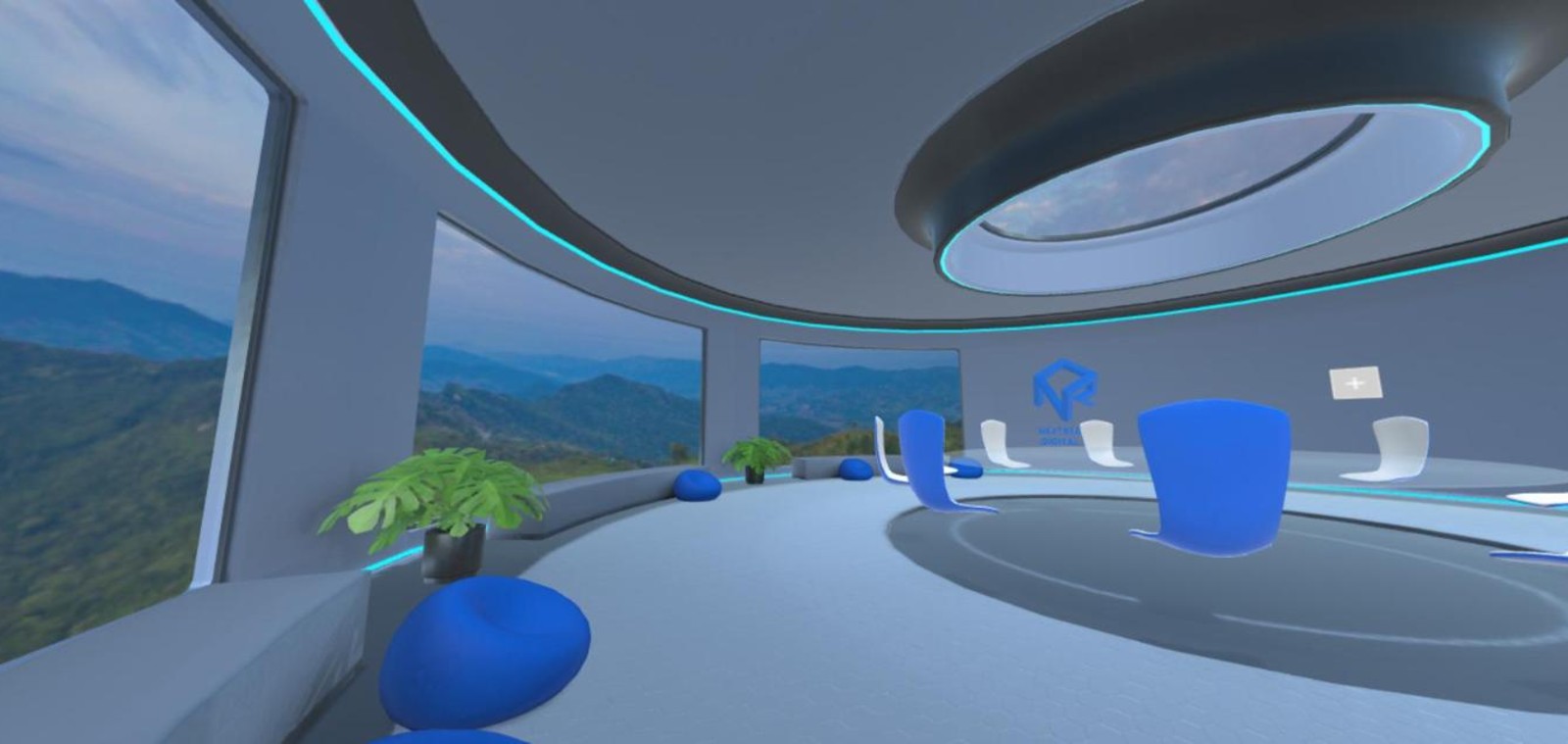 Employee training scenario shown side by side on a laptop browser and in a VR headset