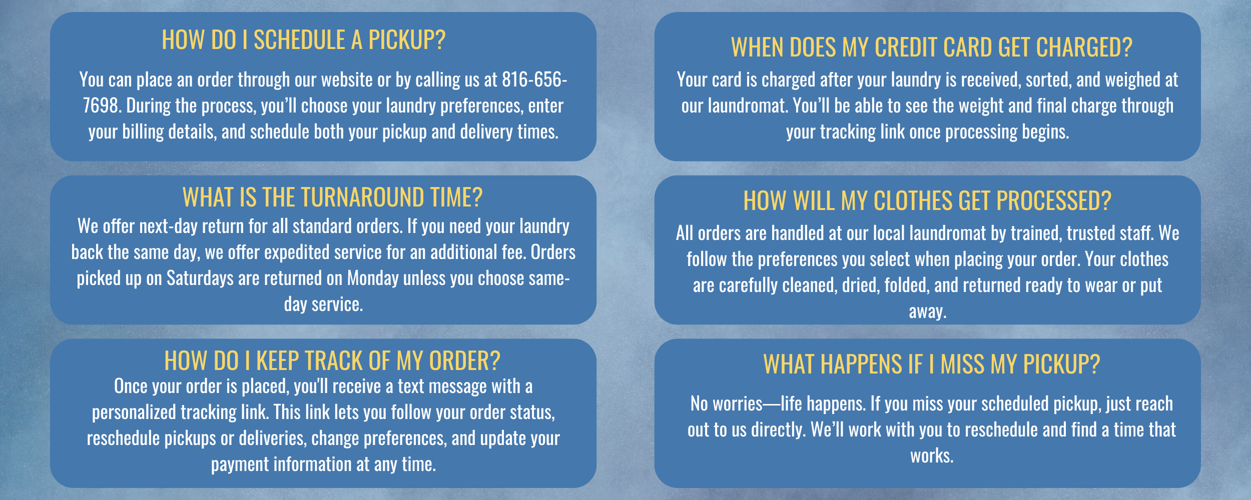 Kansas City's favorite laundry service FAQ. Learn what to expect, how to schedule, and any other details you have been wondering about!