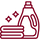 red icon of detergent bottle and laundry