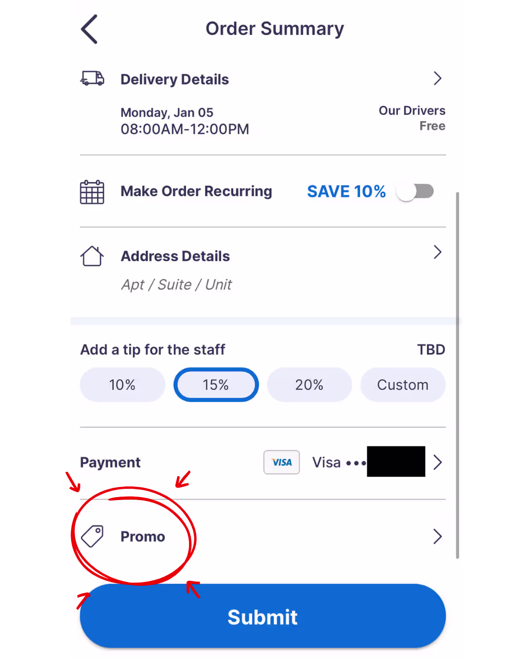 image highlighting the spot to enter your promo code at checkout