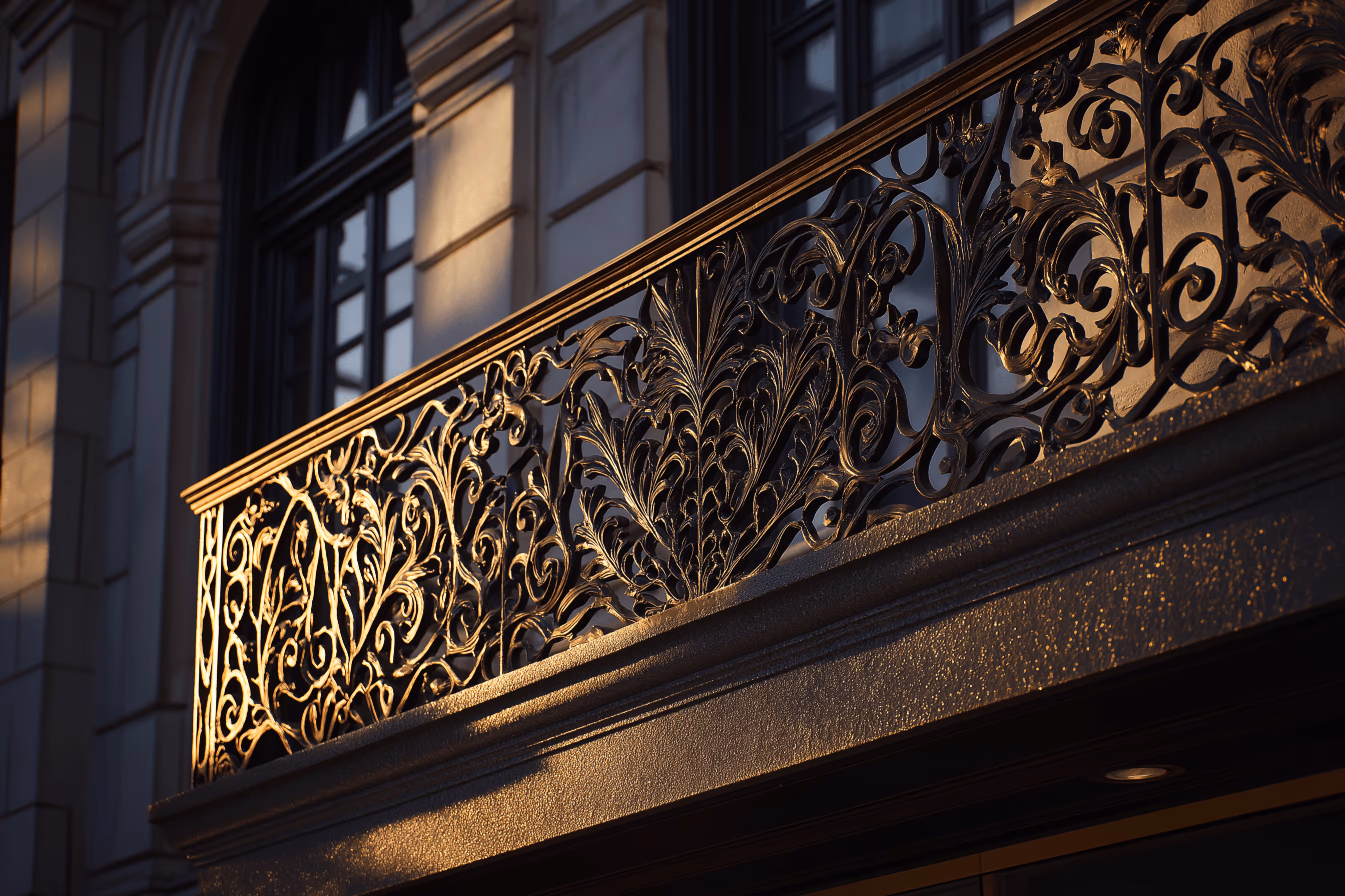 Custom ornamental iron gate with decorative scrollwork design