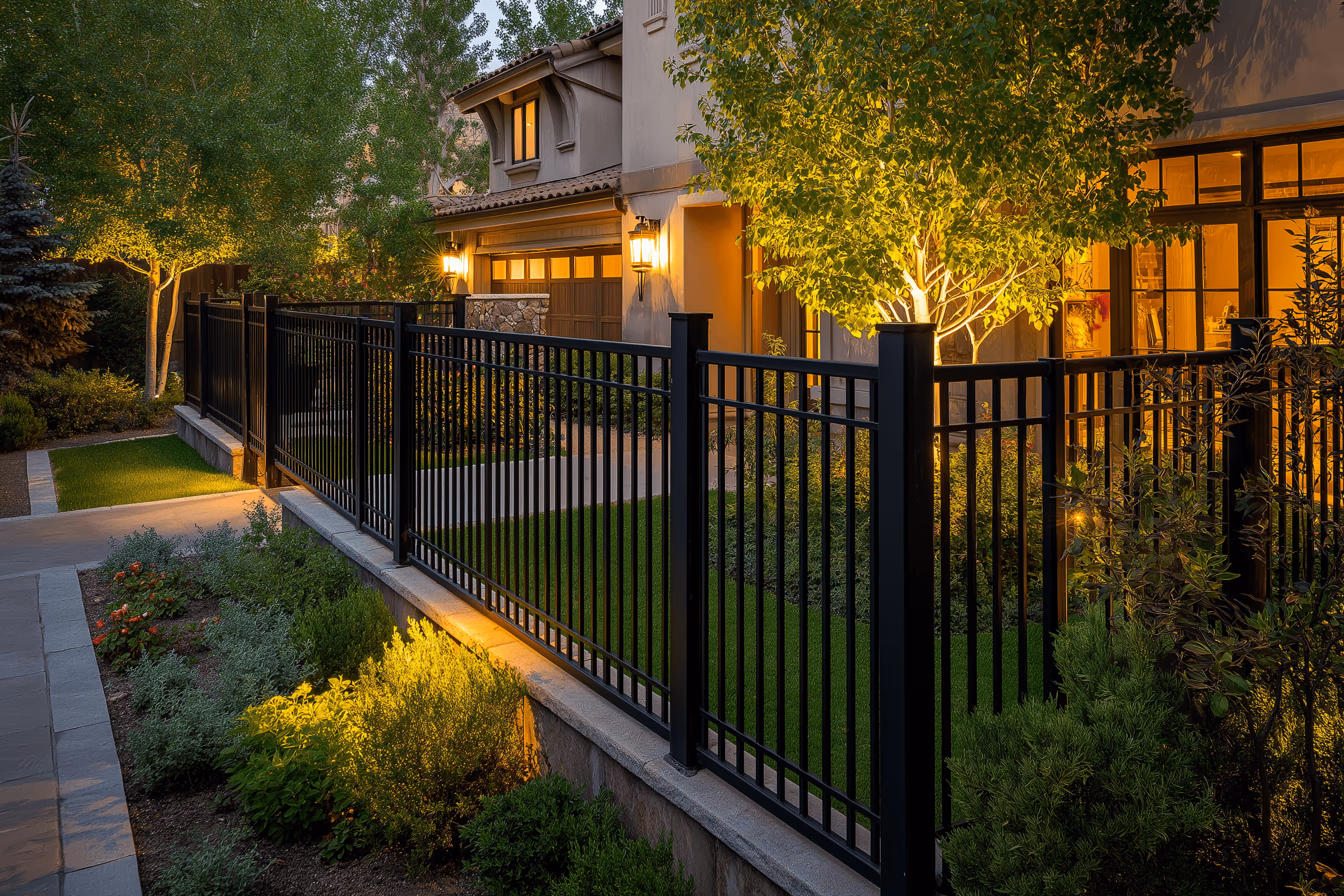 Custom wrought iron fence and gate installation