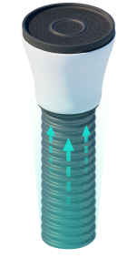 Illustration of OceanWell gentle intake system with fine mesh screen protecting marine life