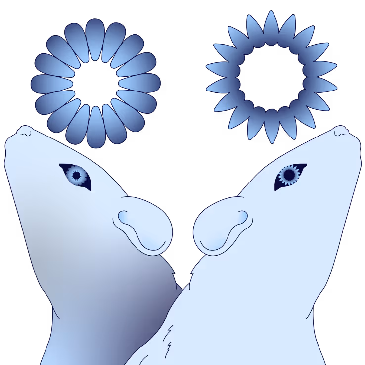 Two illustrated rats viewing Asahi brightness illusion stimuli used to study subjective perception and pupil responses