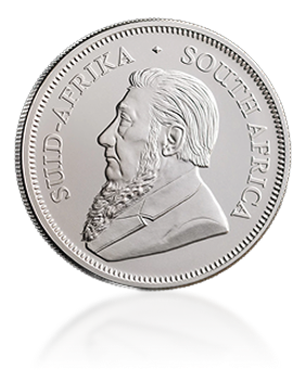 The tails end of a silver Krugerrand coin