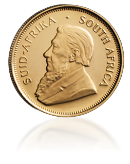 The tails part of a Golden Krugerrand coin
