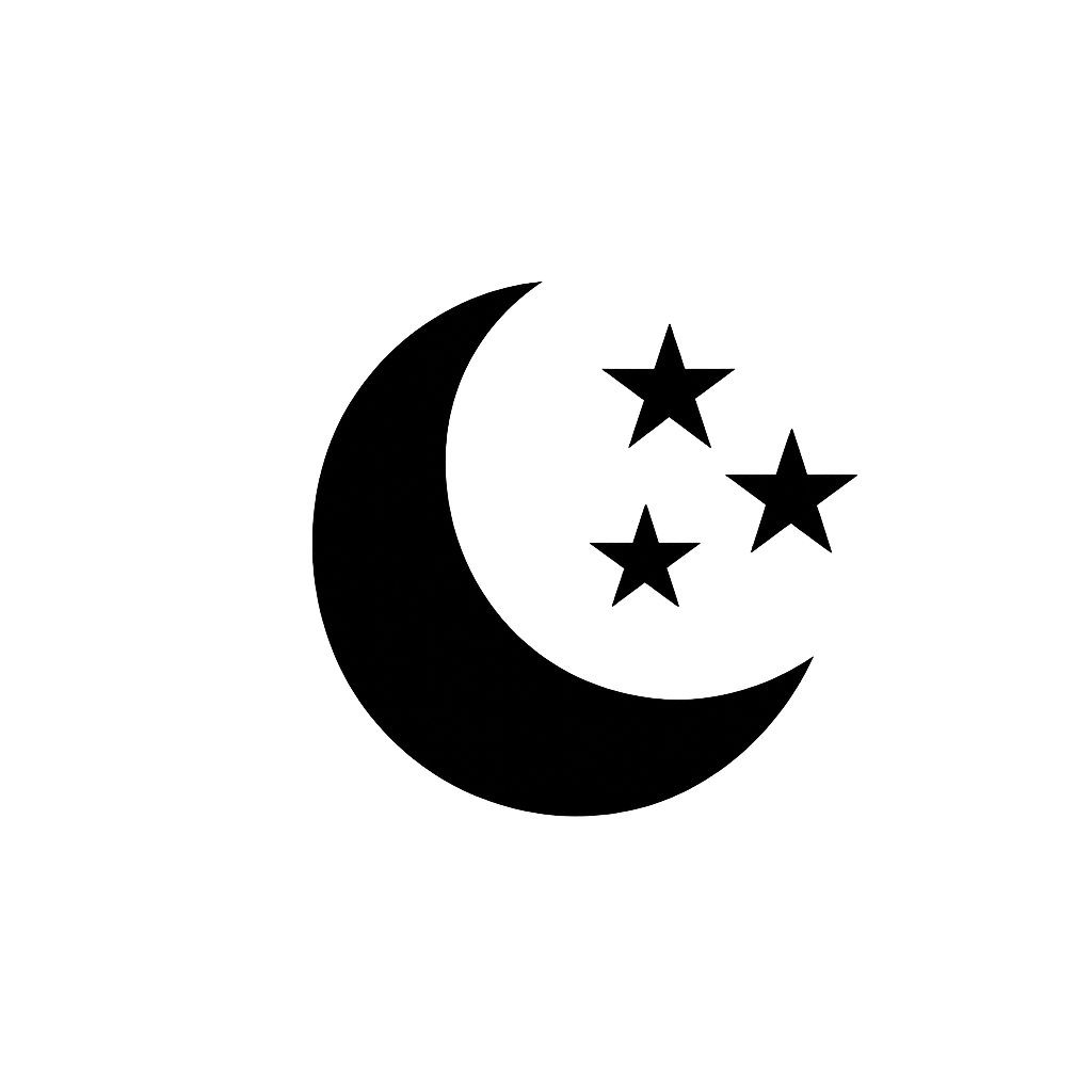 A crecent moon with three stars above it symbolizing Trevor's 3 brothers