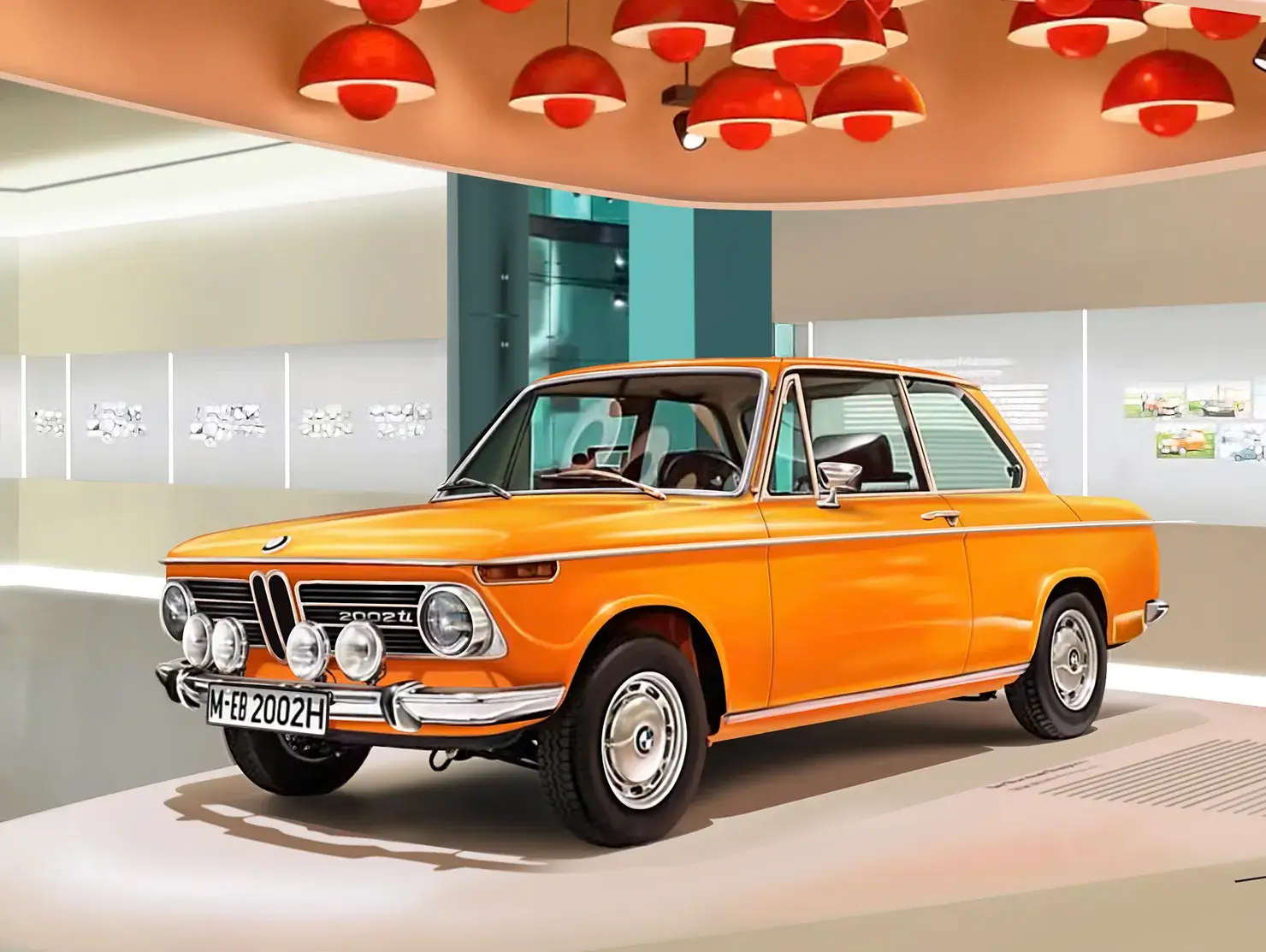 BMW 2002ti classic car on display at the BMW Museum in Munich, part of Shannons Nürburgring prize trip.