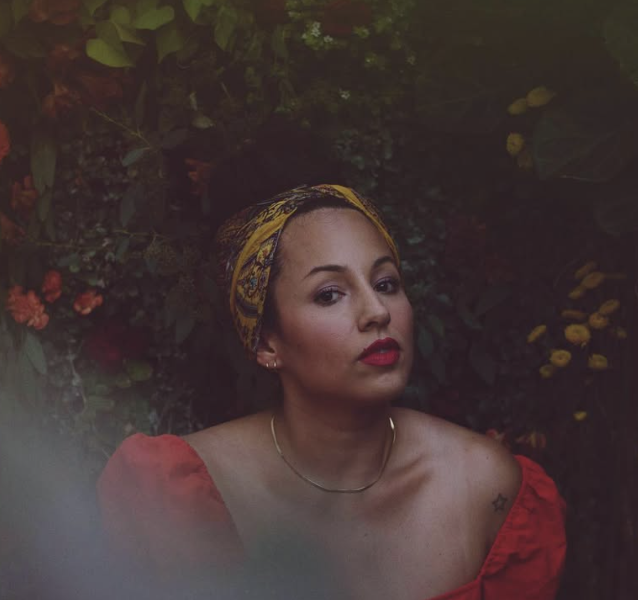 A picture of Franchec Crespo in a red dress.