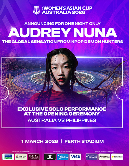 The AFC Women’s Asian Cup Australia 2026™ has landed a major global music coup, with Audrey Nuna - KPop Demon Hunters star - confirmed to perform live at the tournament’s Opening Ceremony at Perth Stadium on 1 March, ahead of the blockbuster opening match between the Matildas and the Philippines.