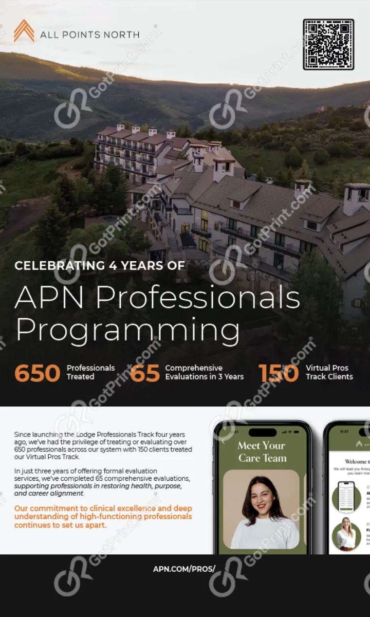 A screenshot of a branded modern tabletop sign for APN Professionals Program