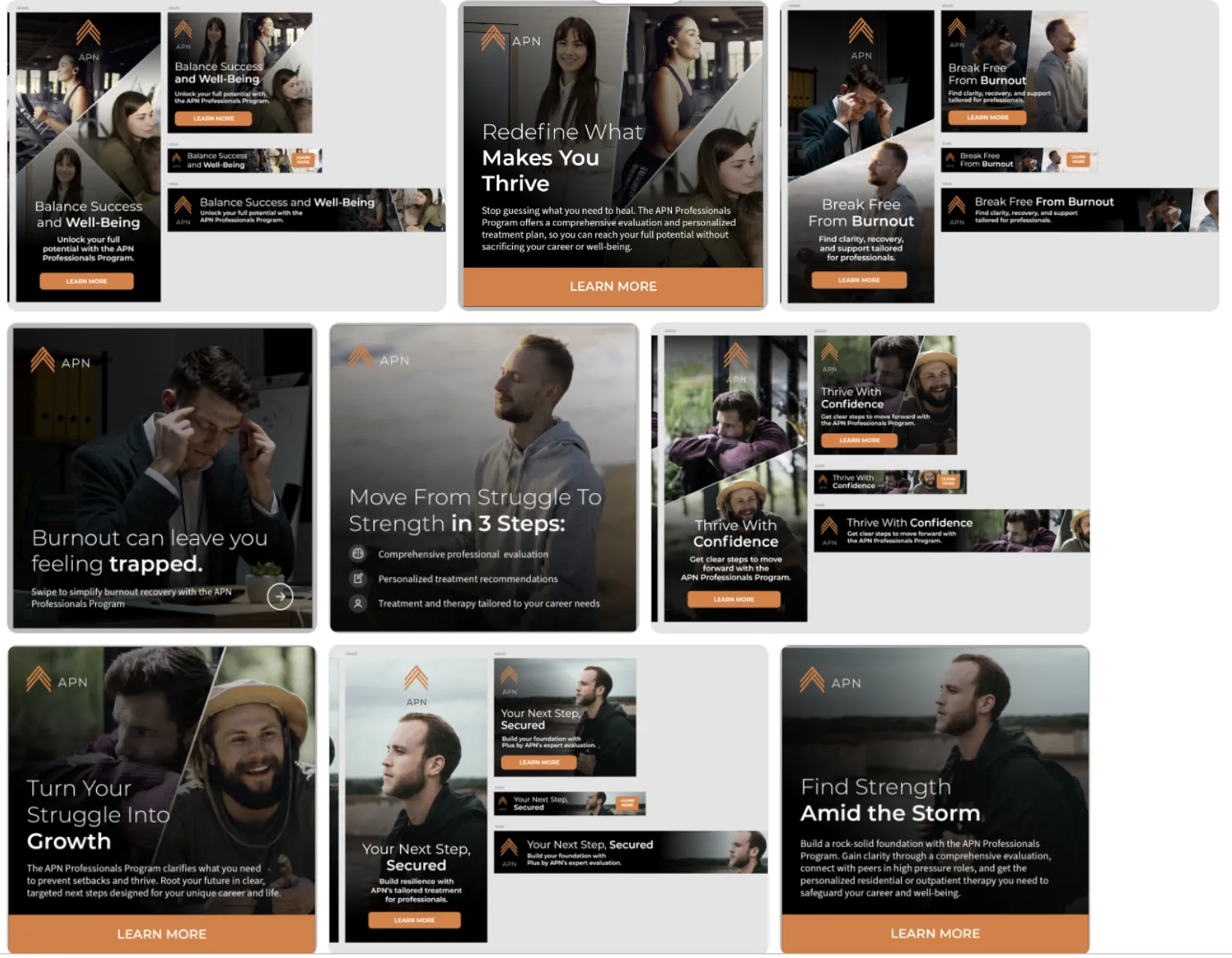 A screenshot of branded modern display ad sets for All Points North