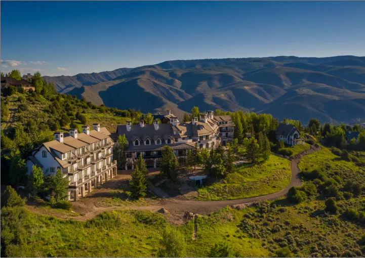 Aerial photo of APN Lodge in the summer