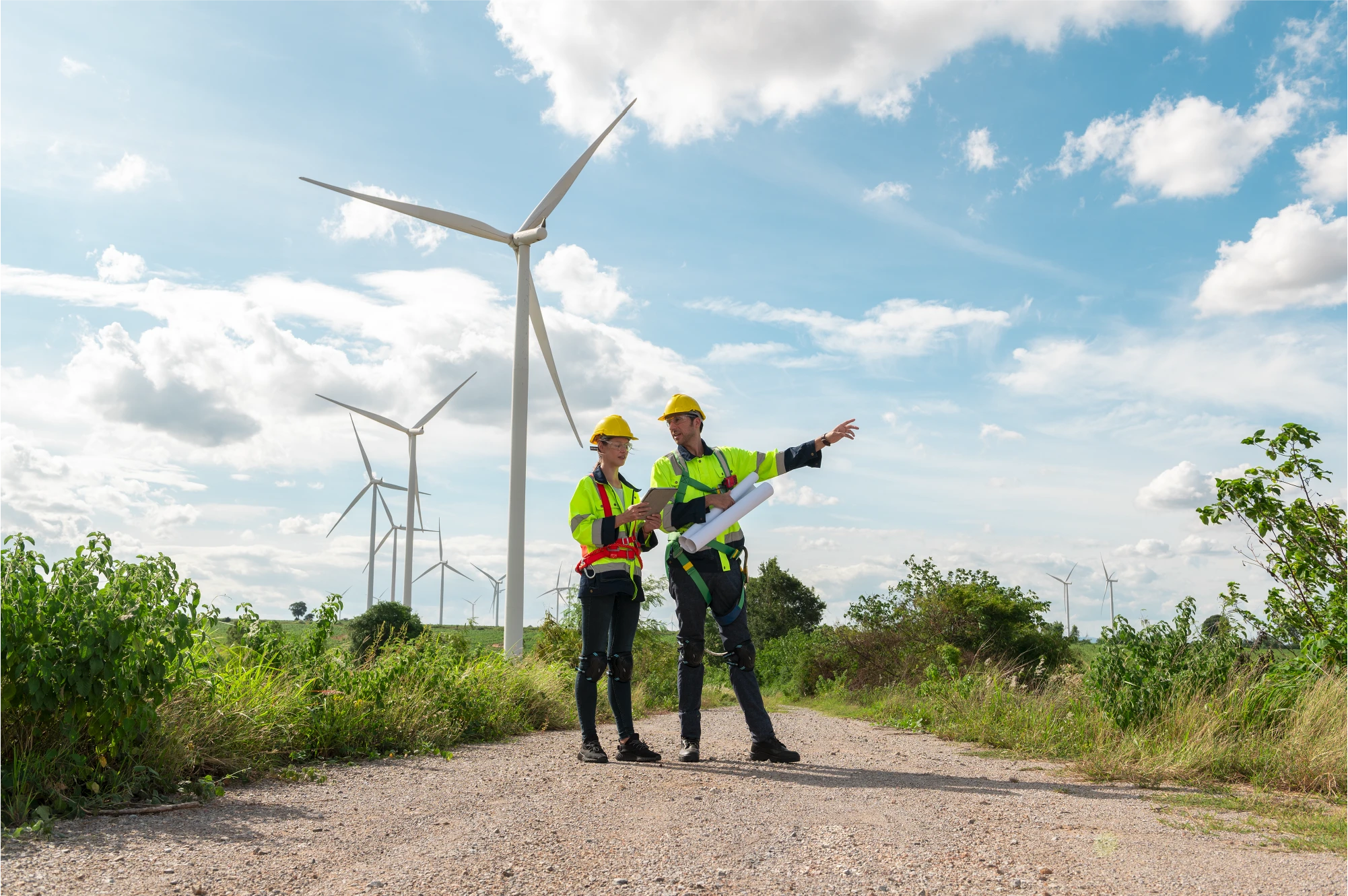 Engineers at wind farm
