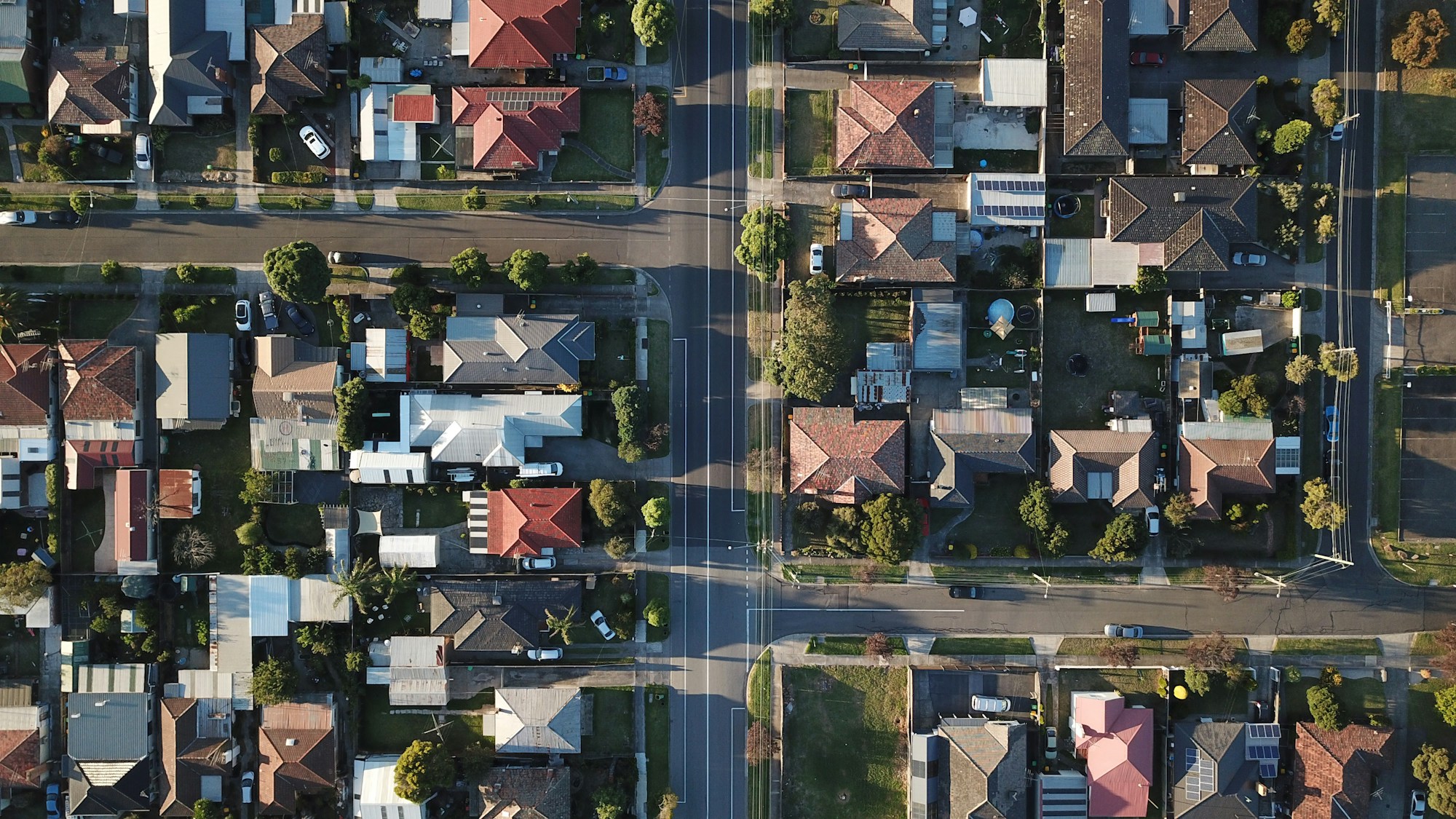 Aerial / drone suburban view — aerial neighborhood