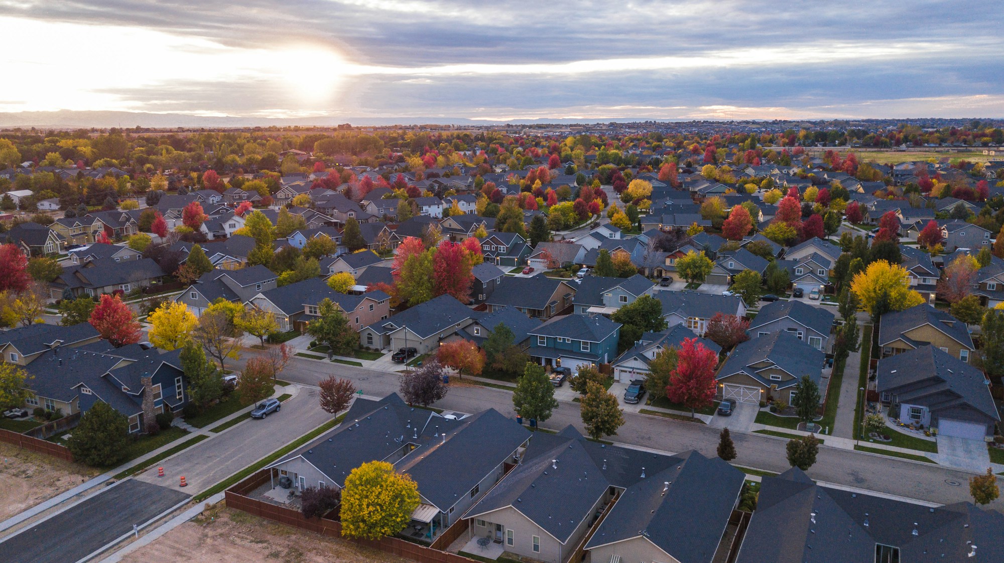 Aerial / drone suburban view — aerial subdivision