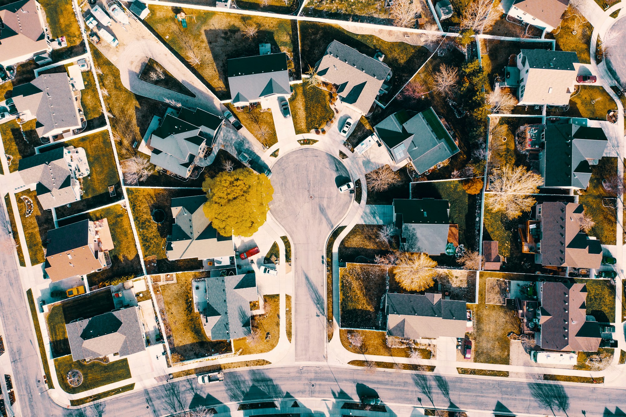 Aerial / drone suburban view — drone view
