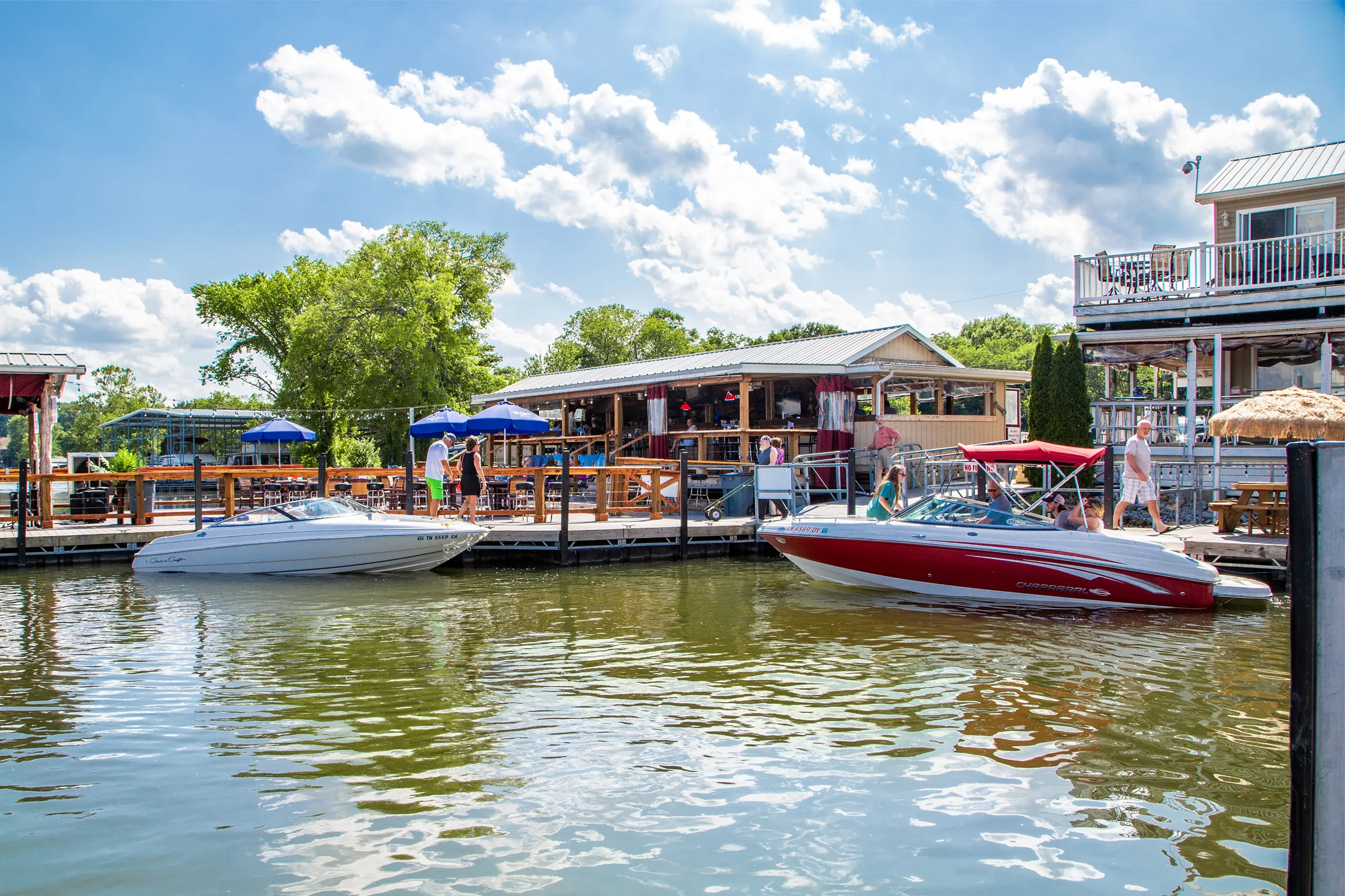 Old Hickory Lake dockside scene near Mt. Juliet with boats and waterfront restaurant
