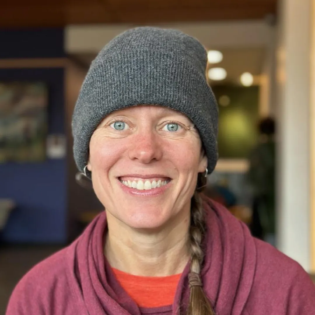 In a grey wool cap and beaming a bright smile, Jess from Bend is happy to be practicing her Spanish with Gringo Language Academy.