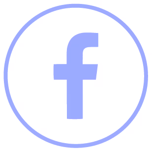 Facebook logo inside a circular border.