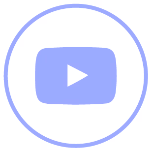 Blue circular button with a YouTube play icon inside.
