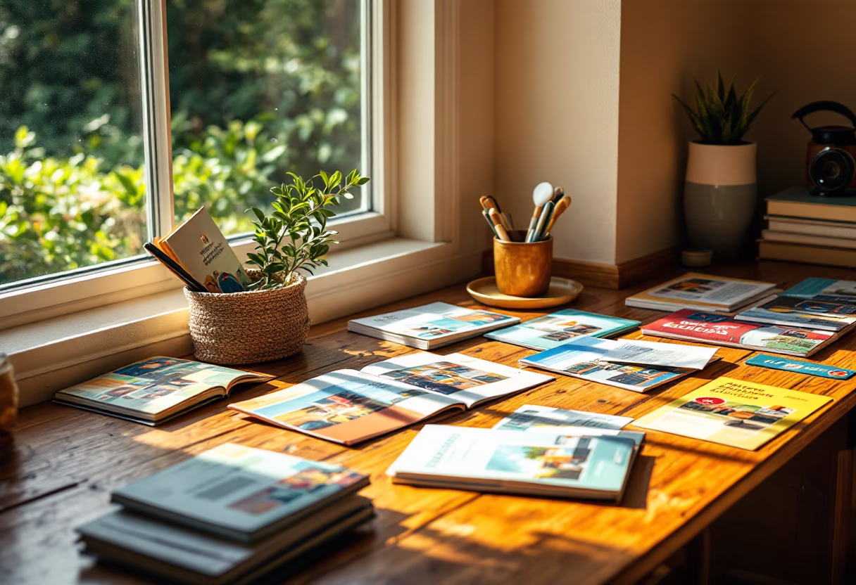 [background image] image of educational brochures (for a university)