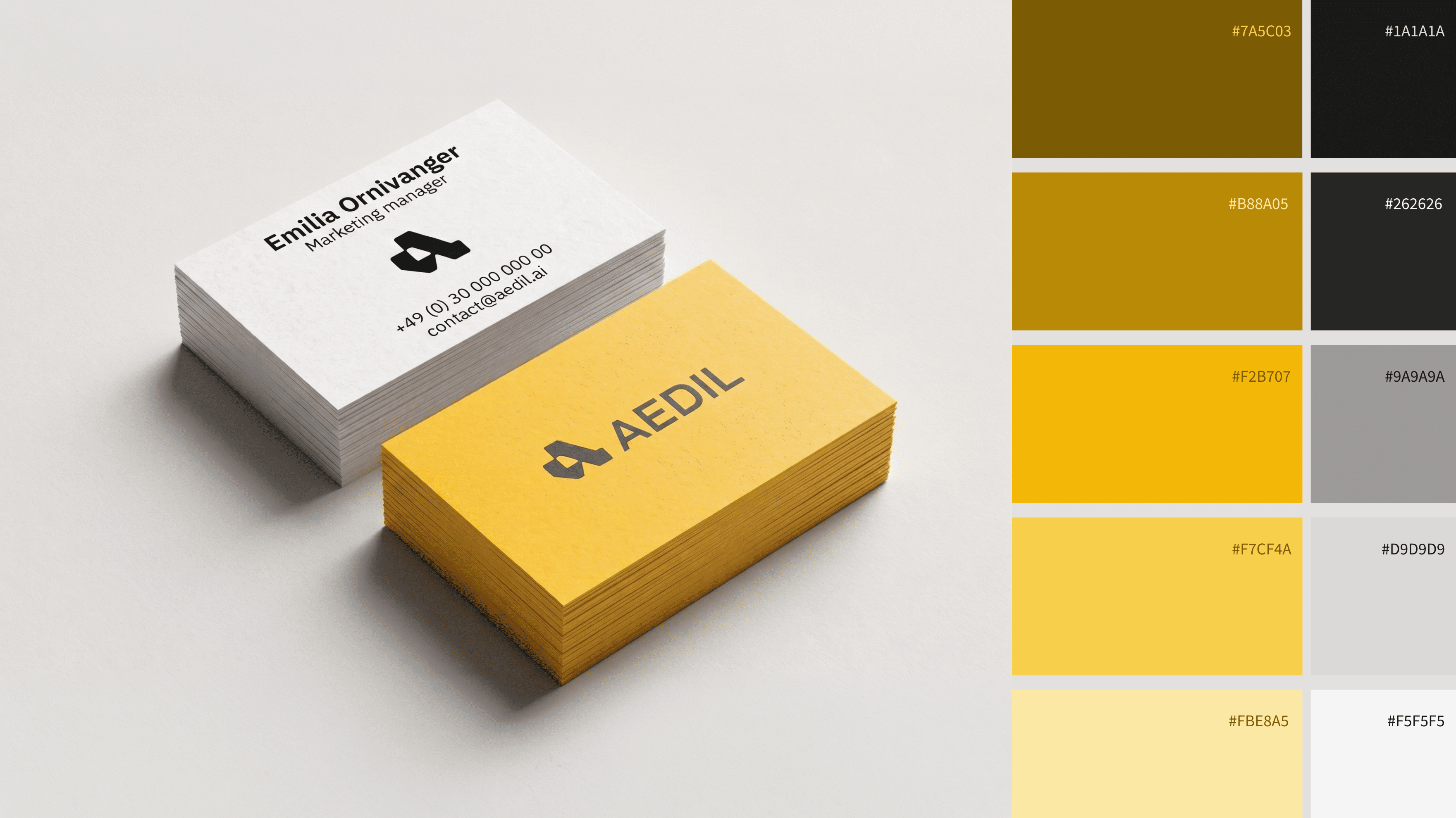 Aedil brand identity system with logo and color palette - 100PitchDecks