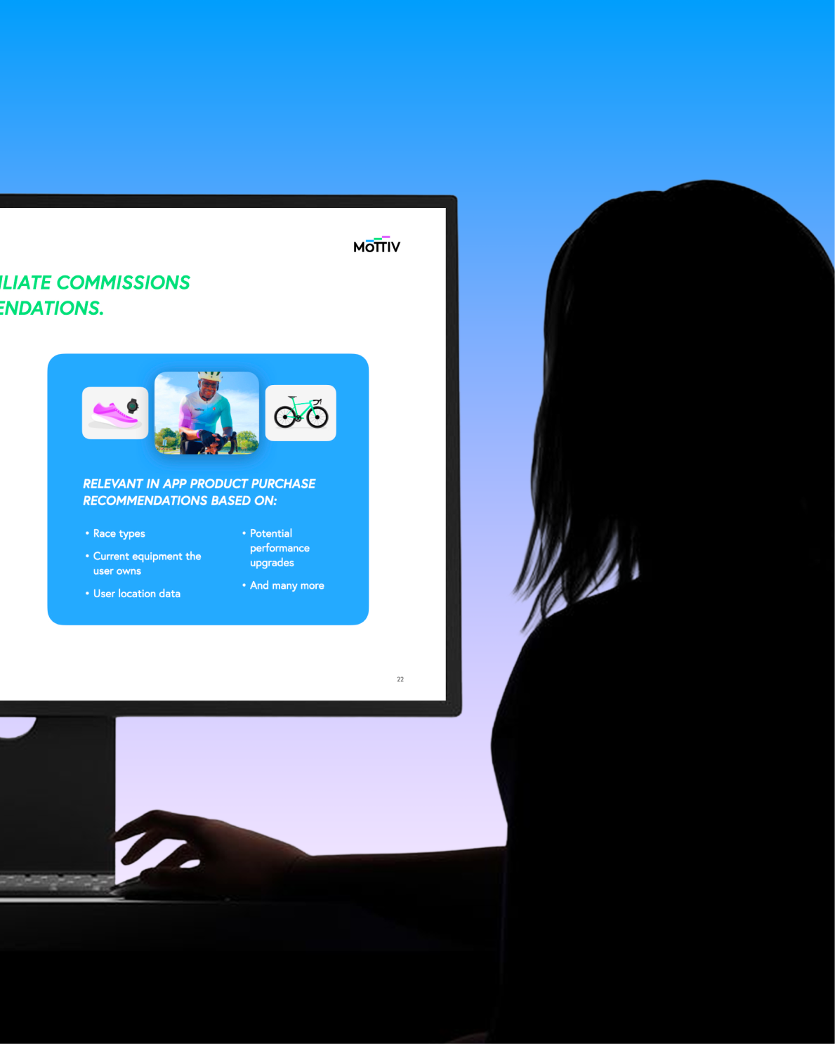 Mottiv app recommendation screen mockup - investor pitch deck by 100PitchDecks