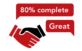 red and black 80% completion icon