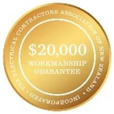 $20000 workmanship guarantee master electrician auckland