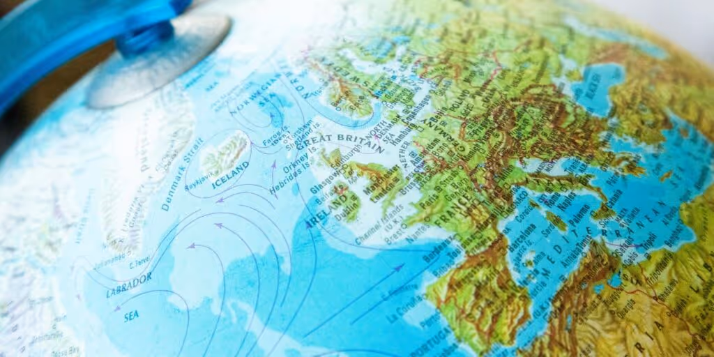 the globe with a focus on the uk