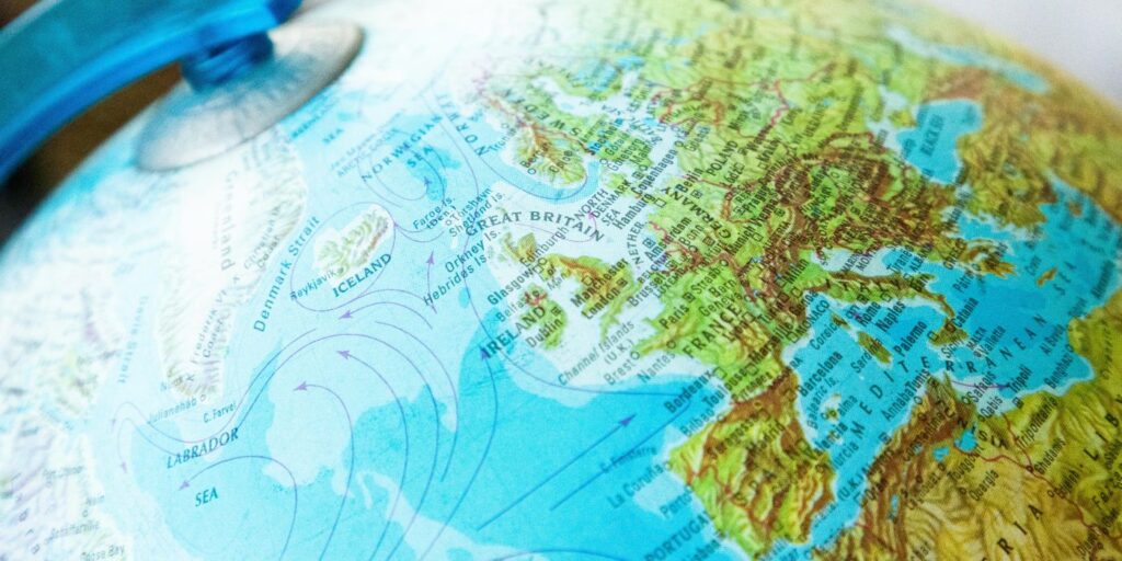 the globe with a focus on the uk