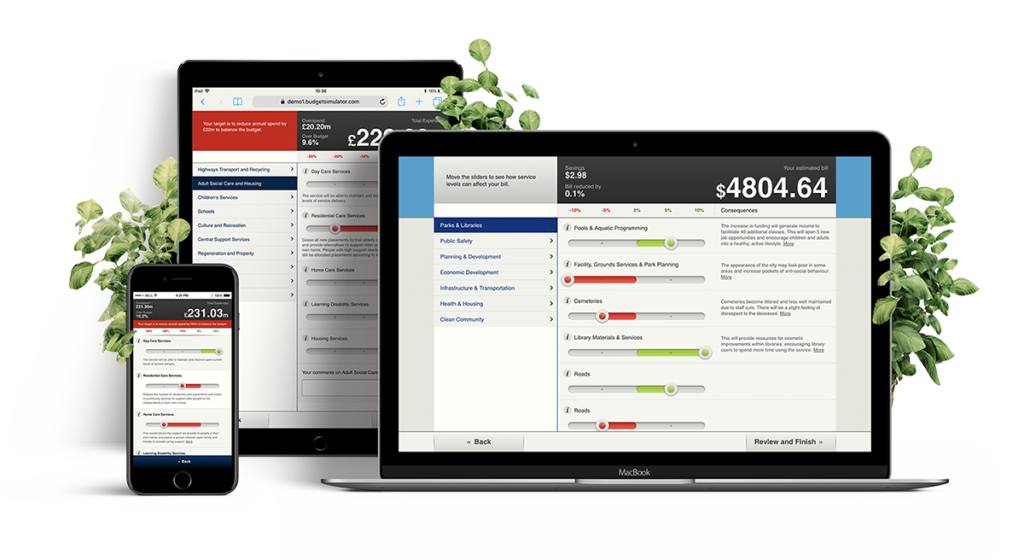Delib's simulator tool shown on different devices