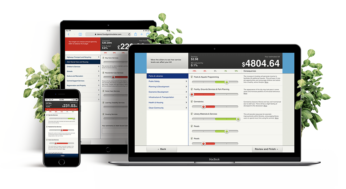 Delib's simulator tool shown on different devices