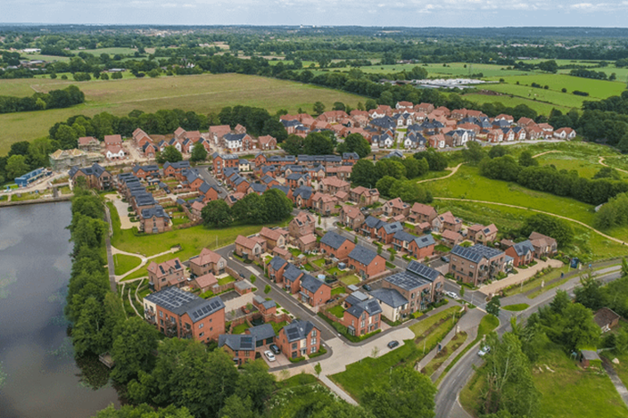 a overview of a suburb laid out in the country side as a good example of spatial planning