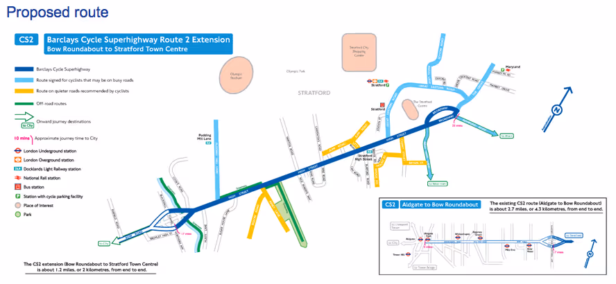 Transport for London Barclays Cycle Superhighway map
