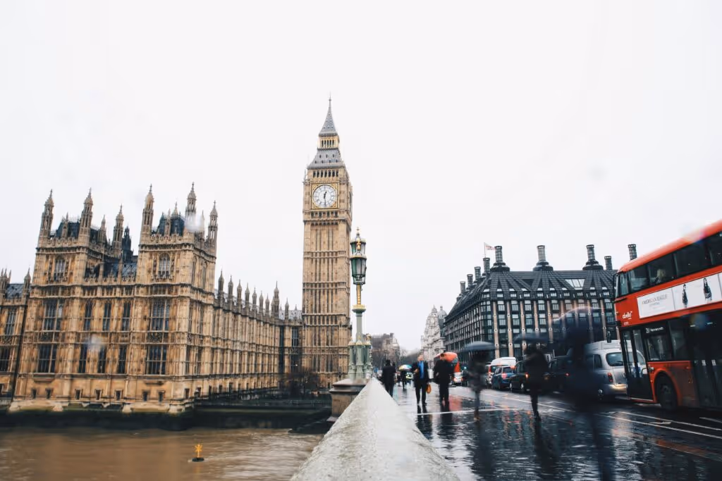 representative democracy as shown by the UK houses of parliament overlooked from the river