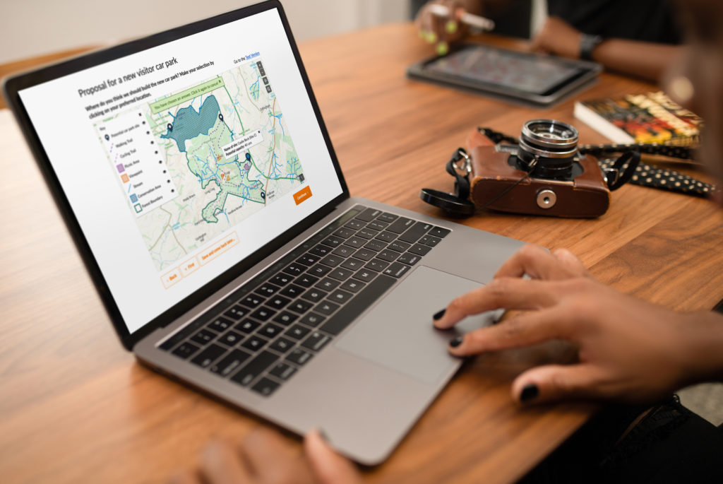 woman typing into Citizen space