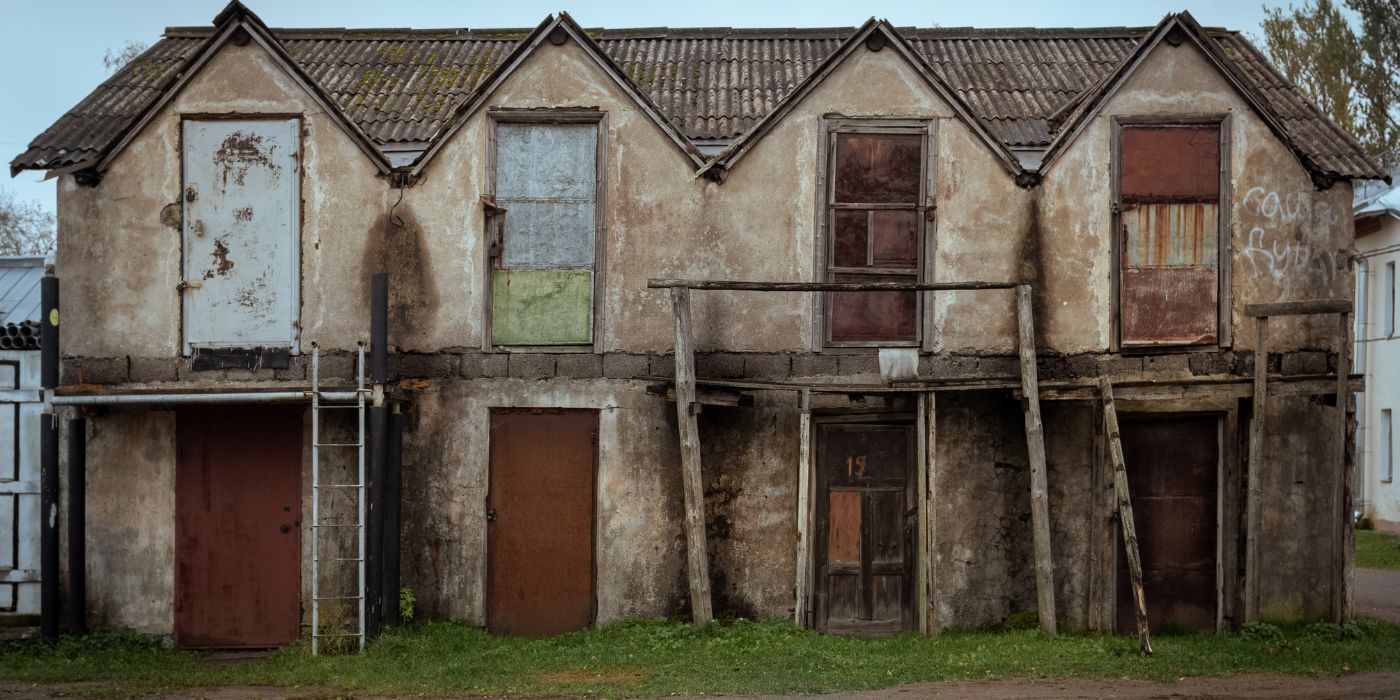 derelict abandoned housing representing brownfield land