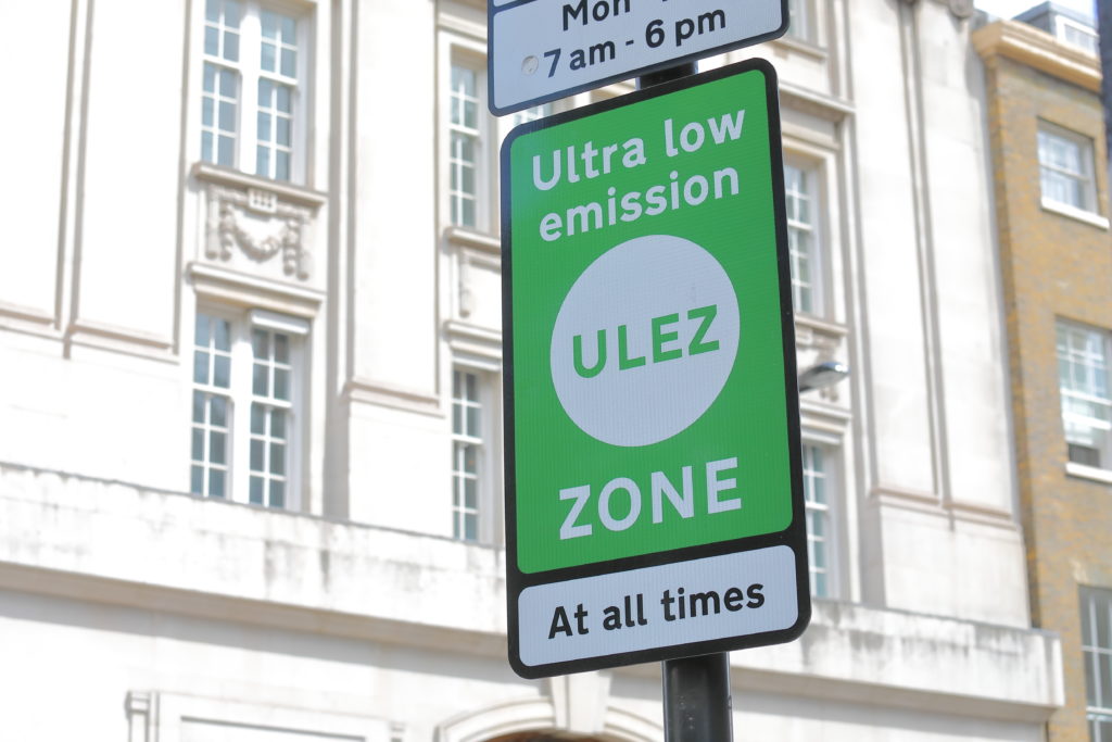 sign showing an ultra low emission zone - ULEZ