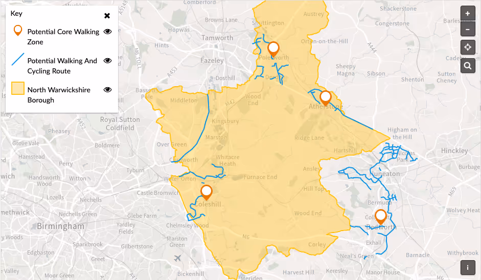 interactive map on Warwicks transport infrastructure plan consultation using Citizen Space Geospatial