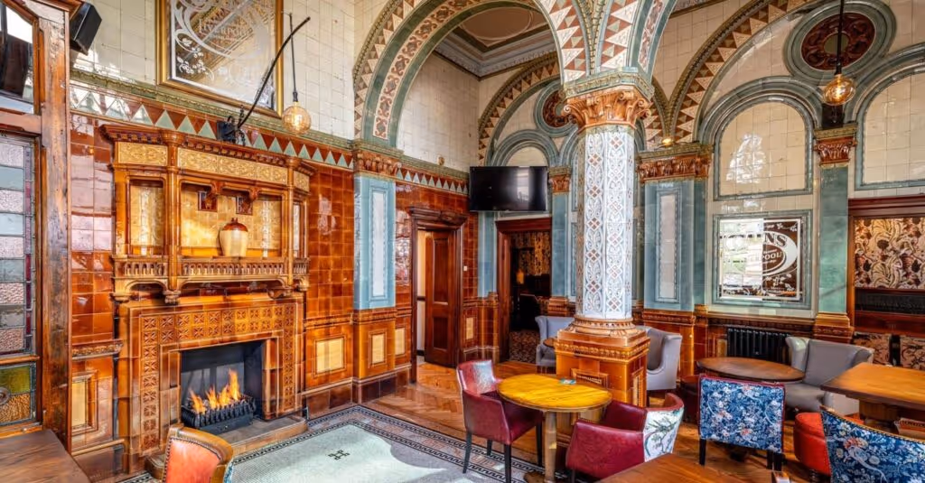 An ornate room inside a historic pub in liverpool