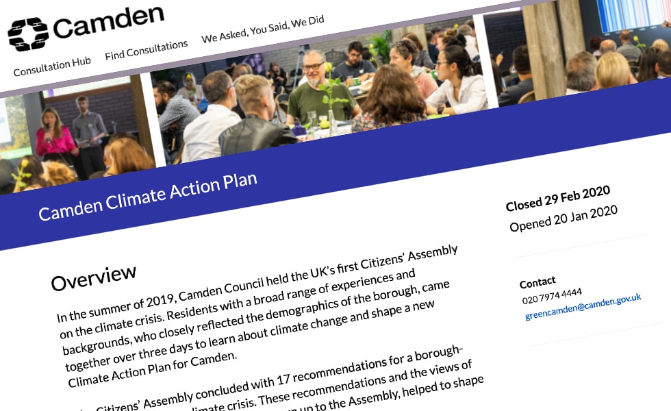 camden climate action plan ran through citizen space