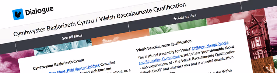Screenshot of National Assembly for Wales Dialogue site