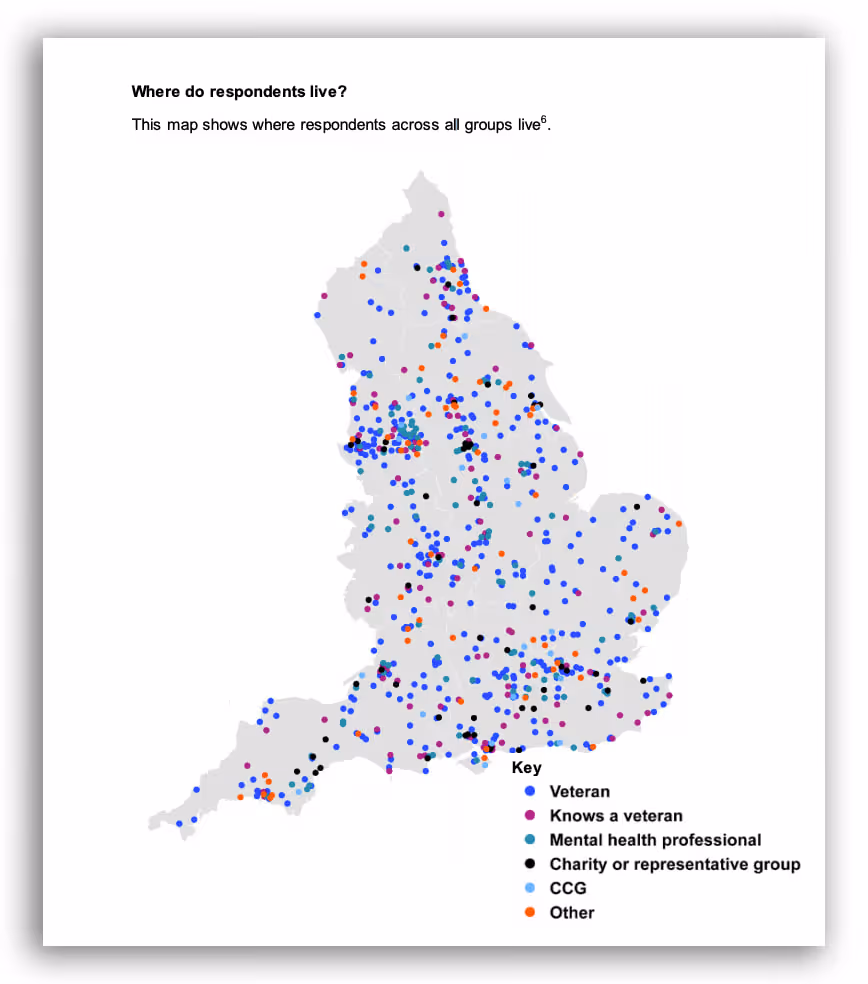 Geospatial information on how NHS England's consultees responded based on location.