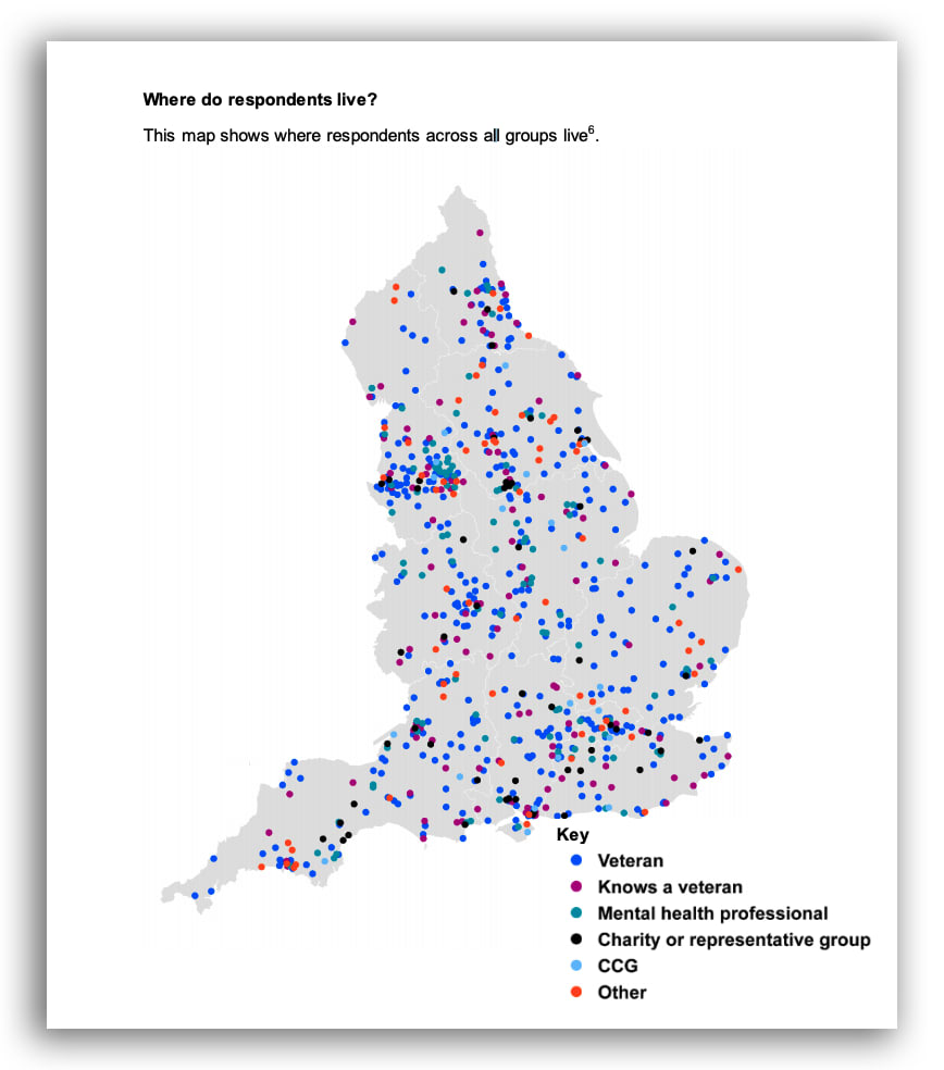 Geospatial information on how NHS England's consultees responded based on location.