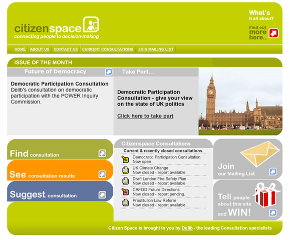 an old style citizen space page showing where you can see consultations and take part