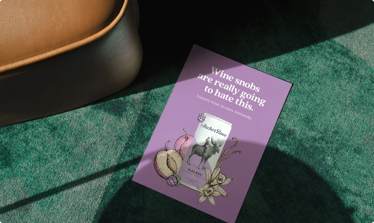 Layout design. A part of the new brand identity system created by Colossus for Archer Roose Wines.