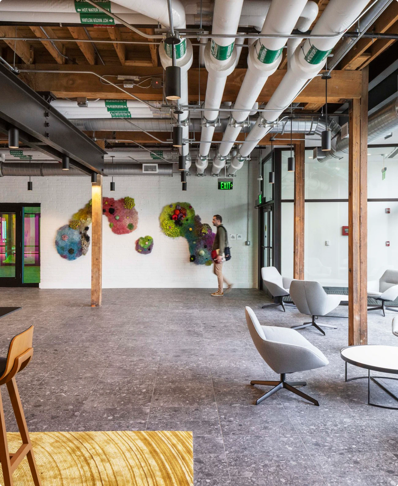 Interior artwork by artist Karen Margolis commissioned by Colossus for lobby of commercial real estate project.