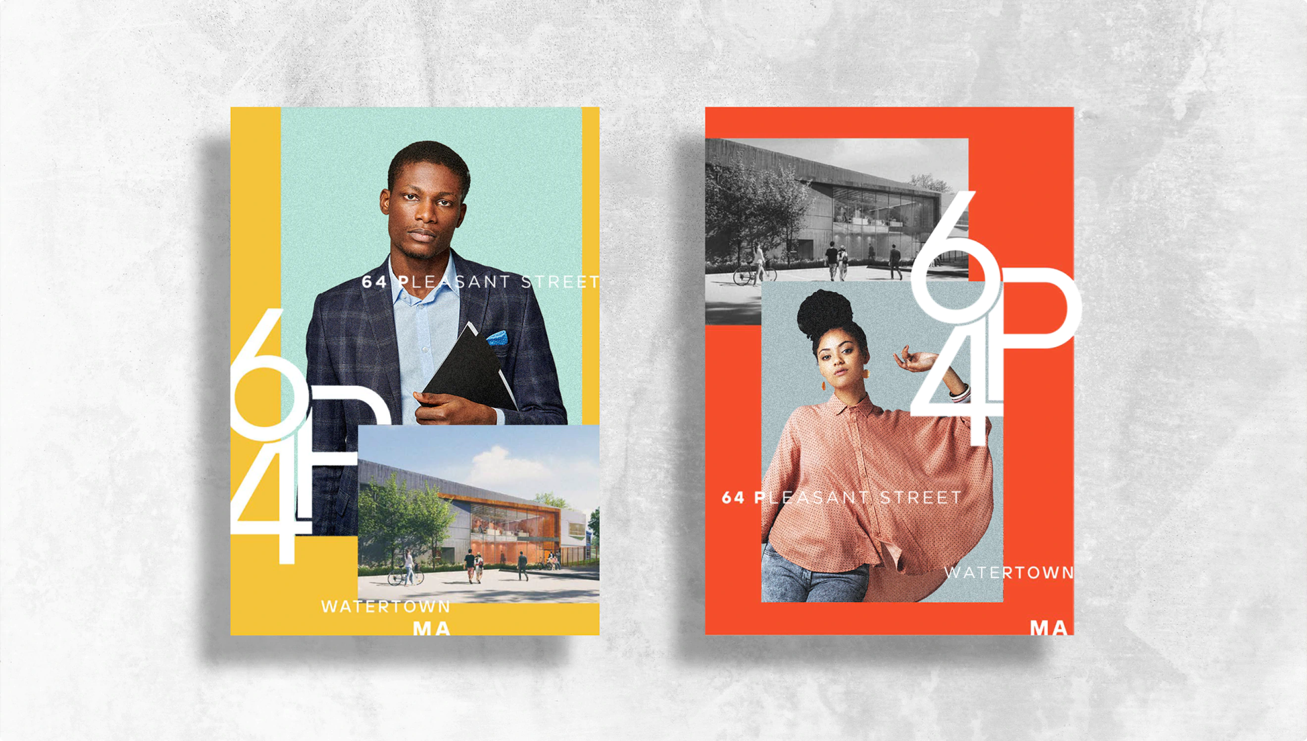 Two layouts for CRE project 64p. One yellow and one red.